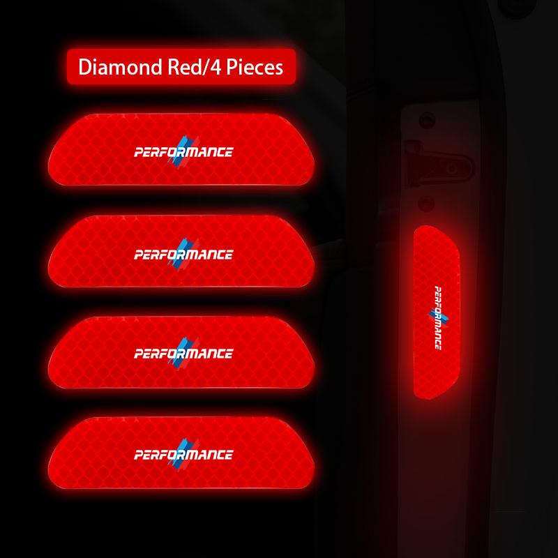 4Pcs Car Door Warning Sticker Night Reflective Decal For BMW E46 E90 E60 F30 F10 E39 E36 F20 G20 G30 E92 E87 E91 X5 E70 F11 E30 YF6