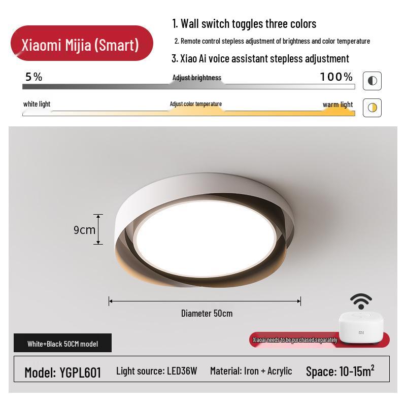 Modern Nordic LED Ceiling Light - Minimalist Round Design for Master Bedroom