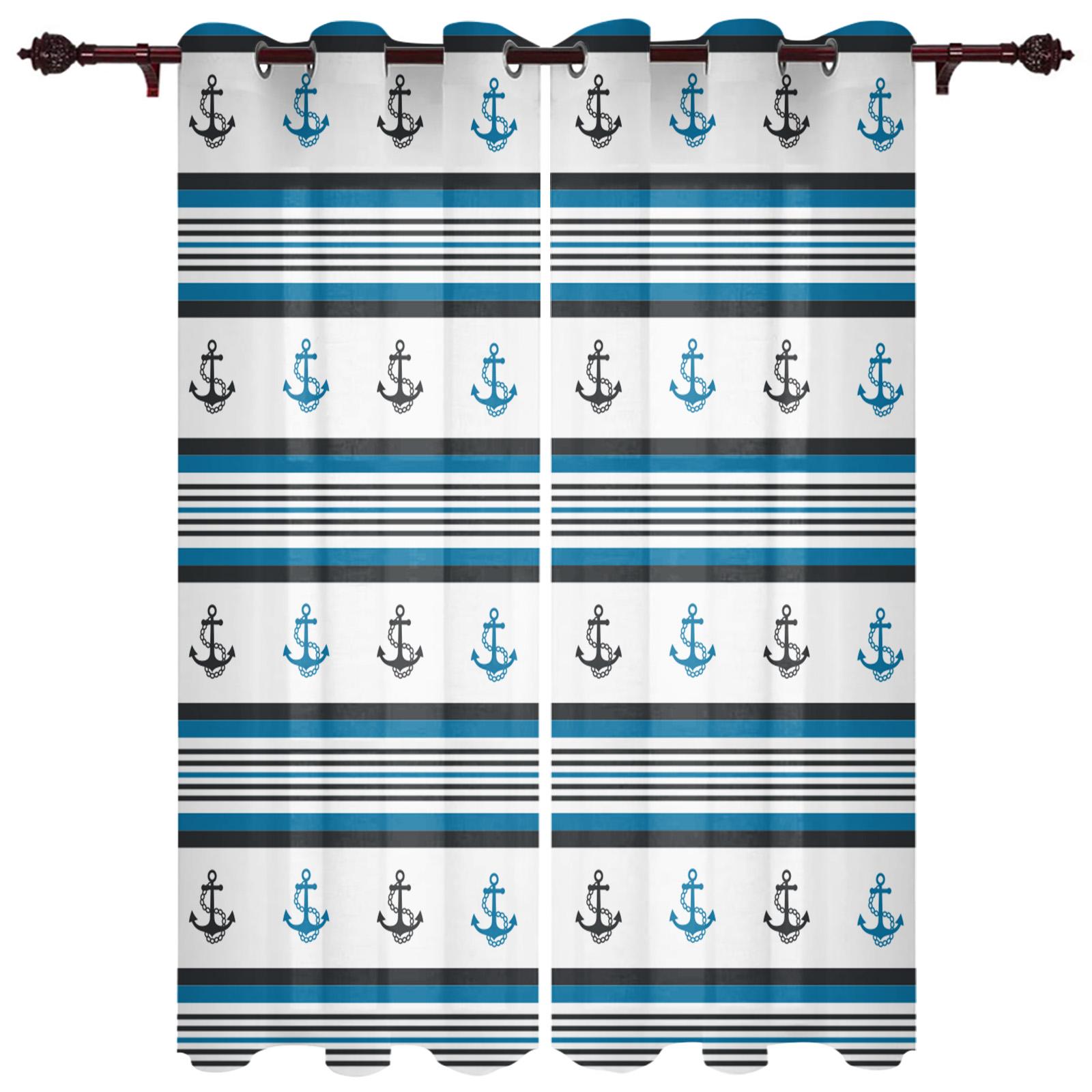 Главная Шторы Синий Якорь Лодка Рыба Спальня Кухня Шторы Гостиная Украшения Элементы — фото 19