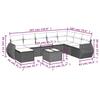 VidaXL Salon de Jardin avec Coussins 9 pcs, Canapés de Terrasse, Ensemble de Meubles de Patio, Mobilier d'Extérieur, Noir 3221765