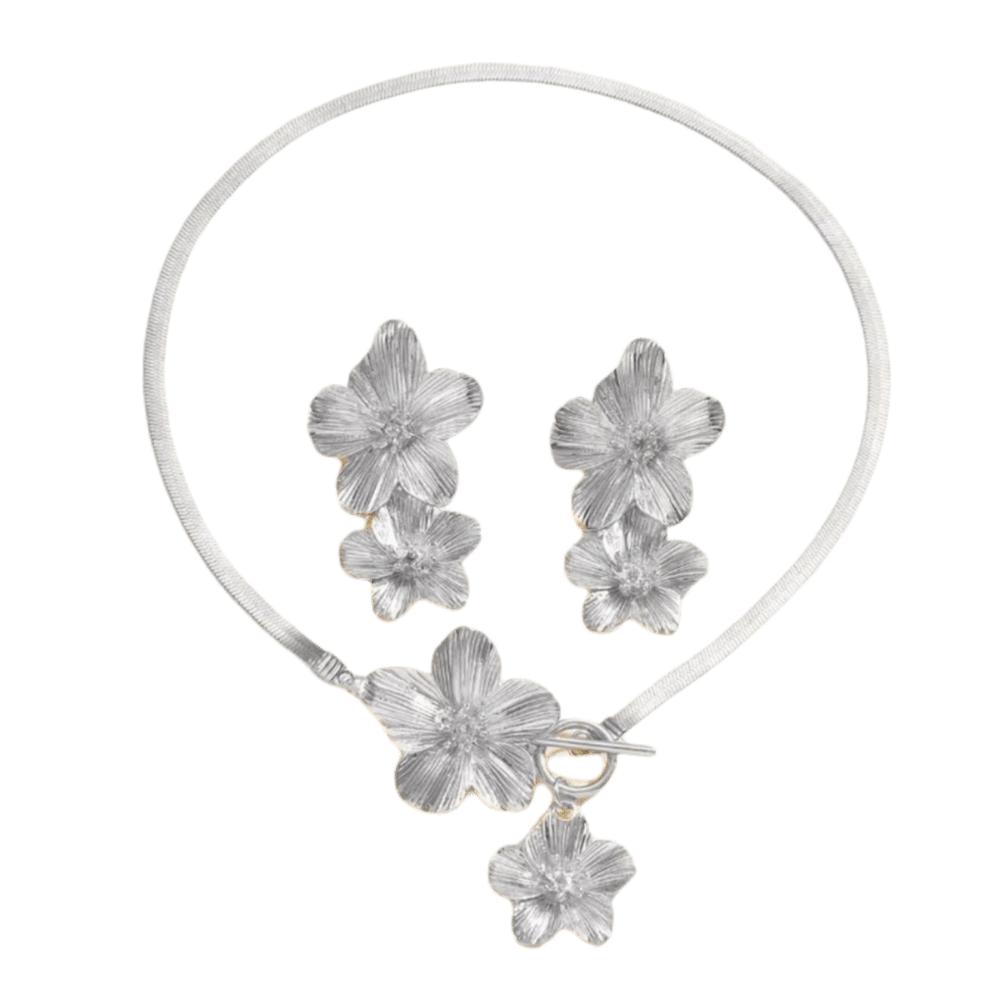 3pcs/Set OT Clasp Flower Pendant Necklace Exaggerated Snake Chain Necklace  Holiday Wedding