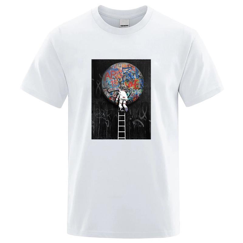 Summer Men's High Quality Cotton Funny Astronaut Design Print Casual Loose Cool Men O-neck Men Comfortable Soft Cotton T-shirt