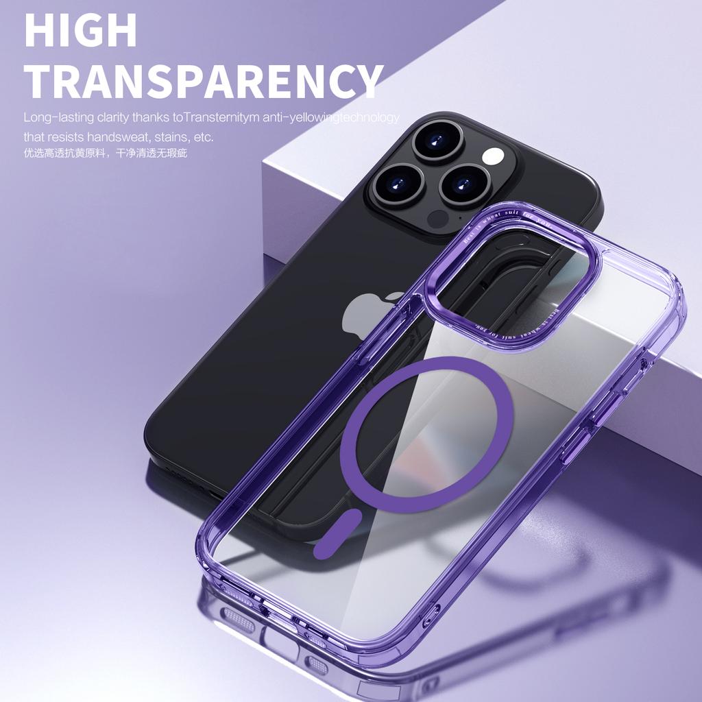 MagSafe Shockproof Magnetic Wireless Charging Case for iPhone 15Plus 15Pro Max/13 Pro Max/14 Pro Max/12 Pro Max Clear Silicone Phone Bumper Cover Case