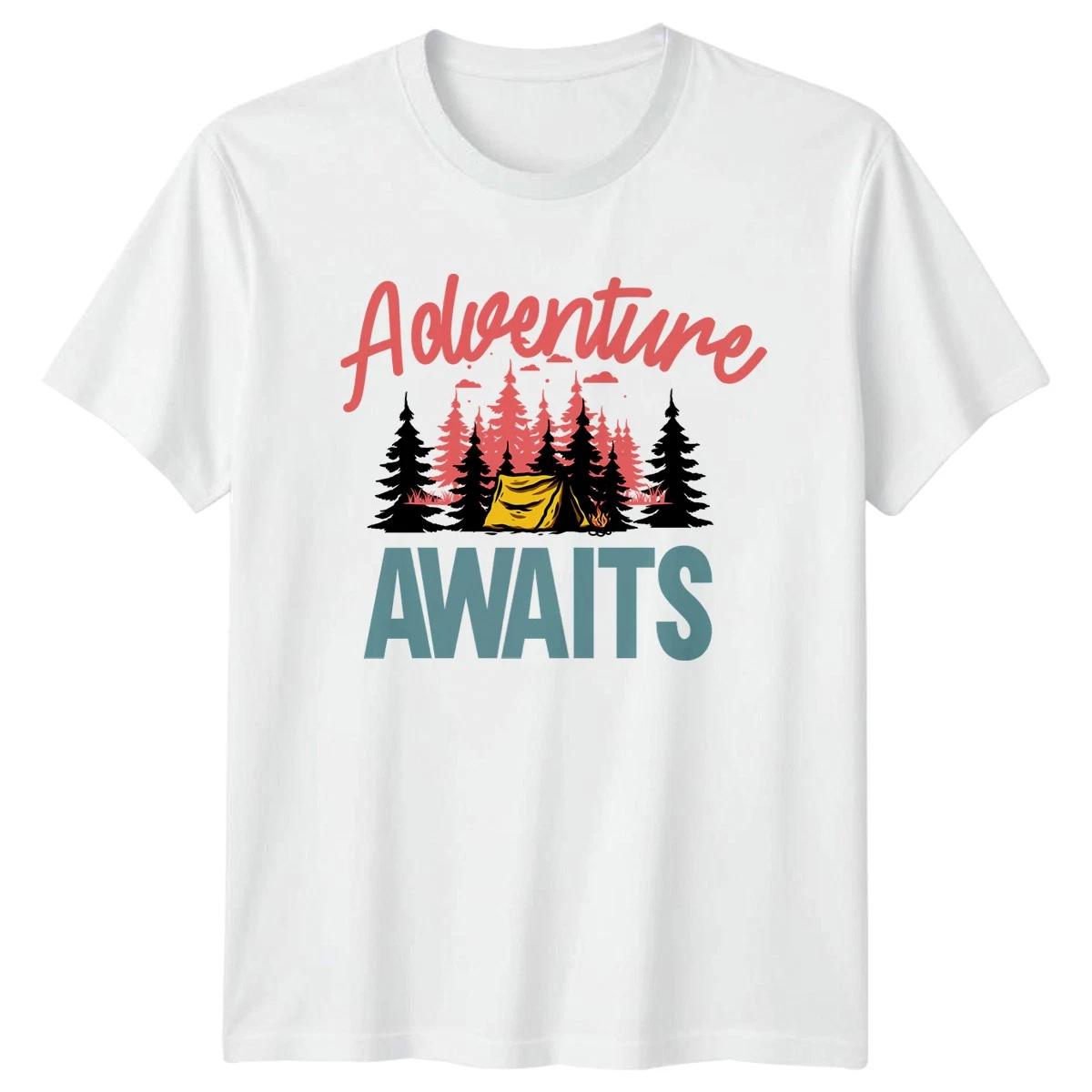 Adventure Awaits T-Shirt Camping Hiking Outdoors XL