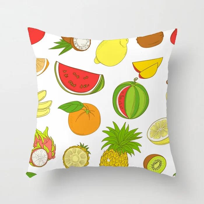 Fresh Summer Fruit Pineapple Watermelon Print Pillow Cover Office Chair Cushion Cover Fashionable Luxury Home Decoration