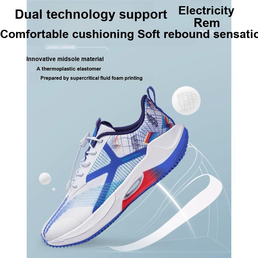 Li Ning Youth  Childrens Rebound Shock Absorption Comfortable Running Shoes Kids Running Shoes Crystal-Blue YKFT046-9