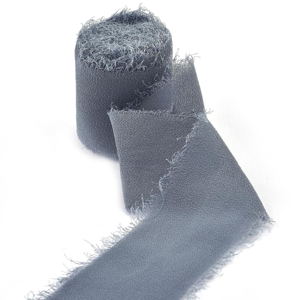 5M*4cm Handgefertigtes Ausgefranstes Satin-Chiffon-Seidenband für Hochzeitseinladungen, Verpackungen, Sträuße, Geburtstagsfeierdekorationen, Geschenke