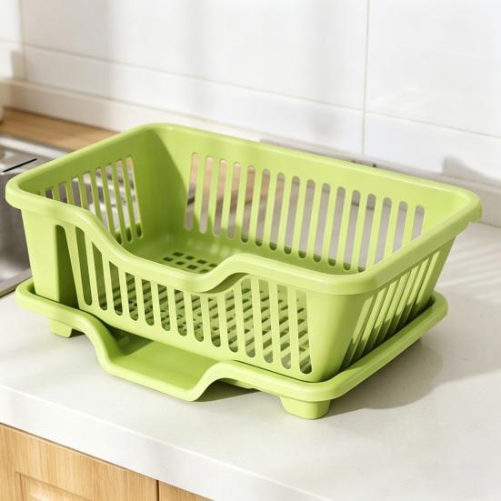 Draining Dish Rack with Drain Tray Prevents Water Accumulation Rack Large Partitioned Storage Organizer for Kitchen
