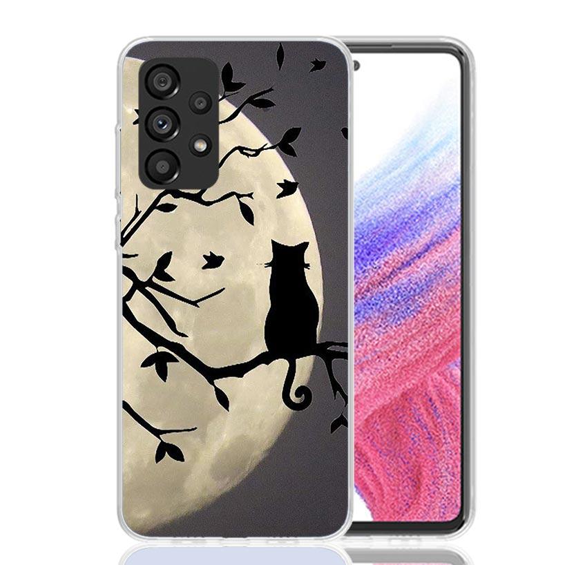 Black Cat Cartoon Cute Phone Case For Samsung Galaxy A13 A14 A15 A16 A53 A54 A55 A56 A33 A34 A35 A36 A23 A24 A25 A26 A05S A04S A