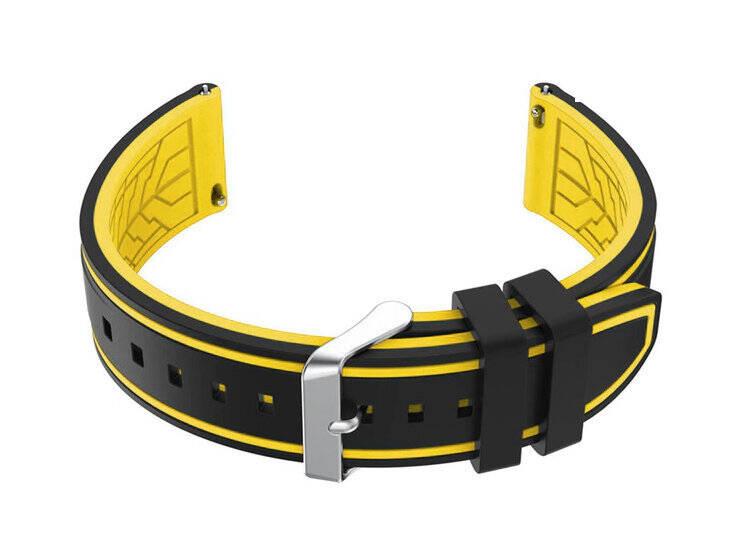 Super Merchant Rubberen Horlogeband U14 - Zwart/Geel - 20 Mm