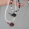 Y2K Resin Goldfish Pendant Necklace for Women Fashion Egirl Beaded Clavicle Chain Fashion Jewelry Valentines Day Gifts