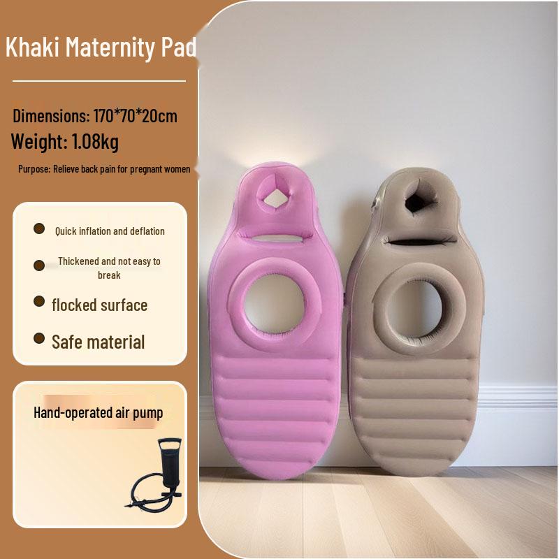 Eco-friendly PVC Inflatable Pregnant Woman Cushion - Comfortable Flocking Recessed Sleeping Pillow Pad