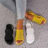 Large Size Mesh One-Word Belt Hollow Cool Slippers Summer New Flat Bottom Round Head Beach Women'S Shoes Temu