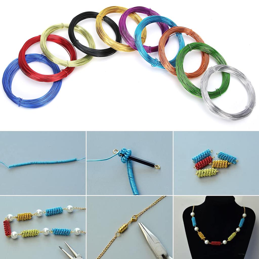 10 Rolls Colored Aluminum Wire Oxidized Flexible Bicycle Weaving Shape DIY Craft Making 0.8mm