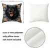 Vintage Floral Roaring Black Wolf Throw Pillow Covers Pattern Cushion Cover Suitable for Sofa Bedroom Car Pillow Cover