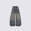 Vintage Wash Straight Leg Jeans Loose Fit High Street Style Casual Unisex Denim Pants