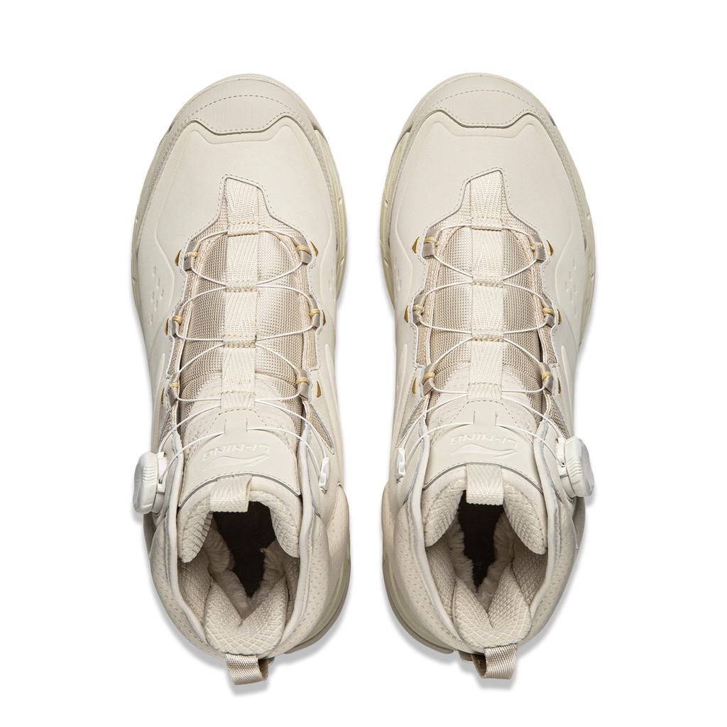 Li Ning Star Path 2 Cushioning Slip Resistant Abrasion Resistant Support Mid top Casual Shoes Unisex Oyster Gray AGLV283-1