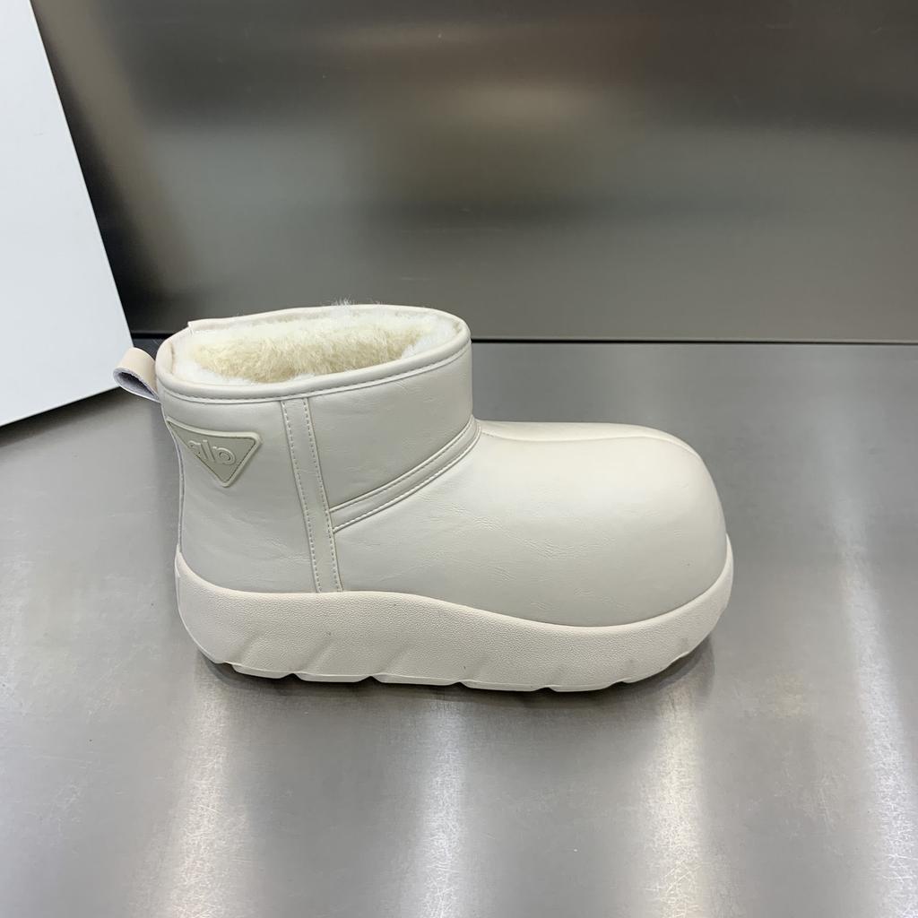 Small yellow dolphin thick-soled one-pedal fat-headed snow boots casual versatile velvet thickened 2025 winter warm women's shoes