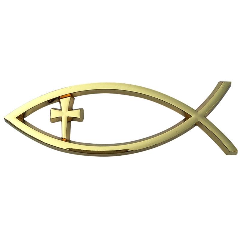 Savior Ichthys Fish Car Stickers Long Lasting Adhesive Badges Waterproof Car Decal Acrylic for Laptops & Refrigerators