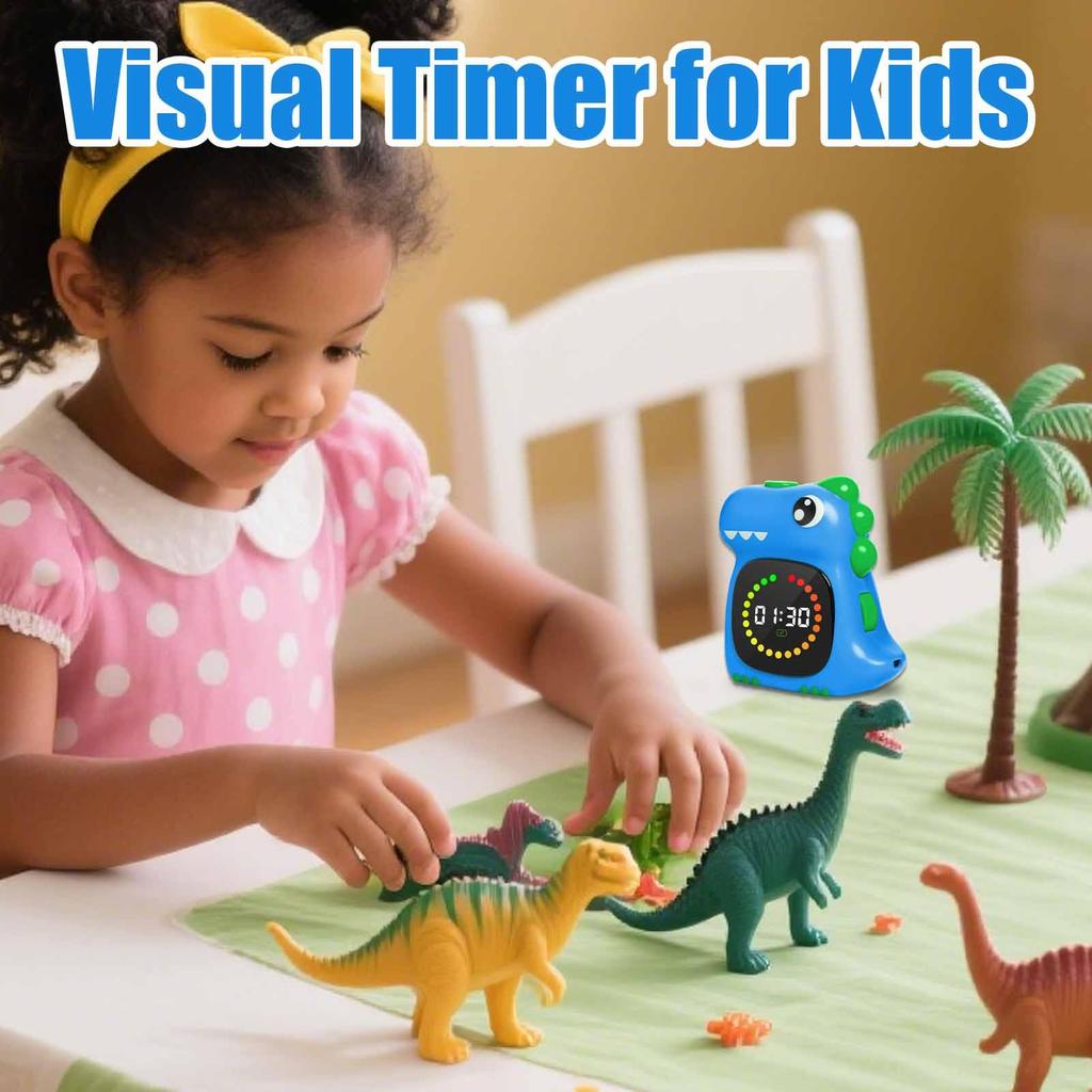Visueller Timer für das Klassenzimmer Dinosaurier Schreibtisch-Timer Wiederaufladbares LED-Display Stille Countdown-Zeitmessgerät für Zuhause
