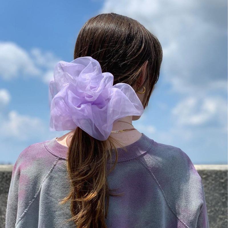 Organza Hair Tie for Women - Korean Style Rubber Band with Leather Case