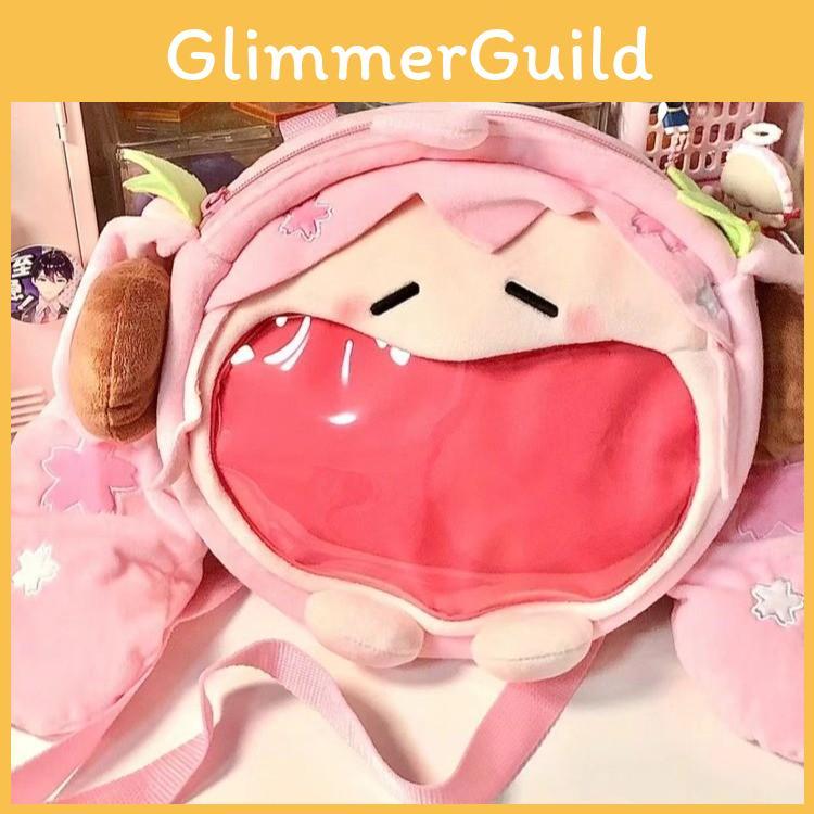 Pink Hatsune Itabag Plush Tote Backpack Floral Design Outings Girls