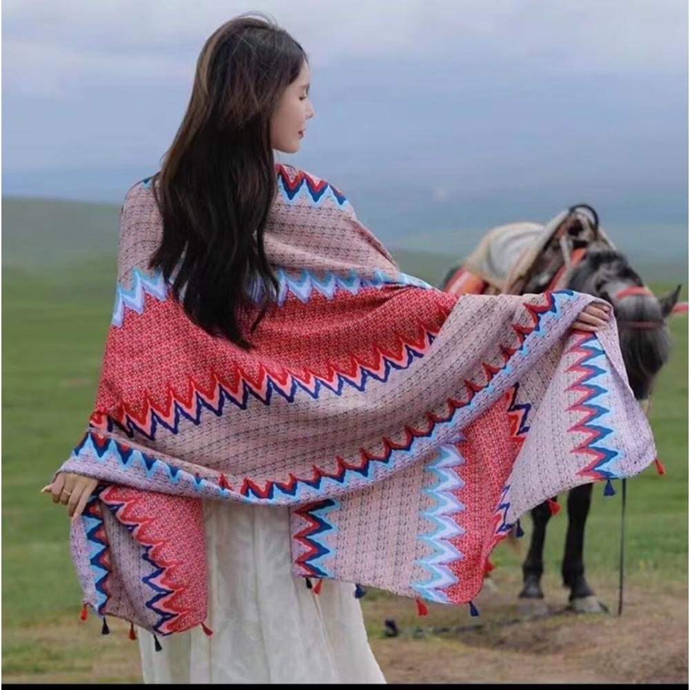 Chaka Salt Lake Great Northwest Tourism Ethnic Style Scarf Silk Scarf Women'S Summer Seaside Beach Shawl Sunscreen Thin