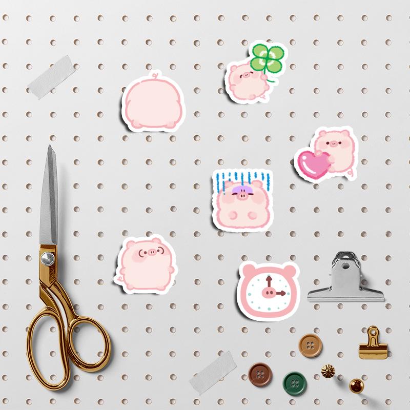 Korean Cute Little Pig Cartoon Stickers: Waterproof Stickers for Luggage, Thermos Cups, Journals, and Computers