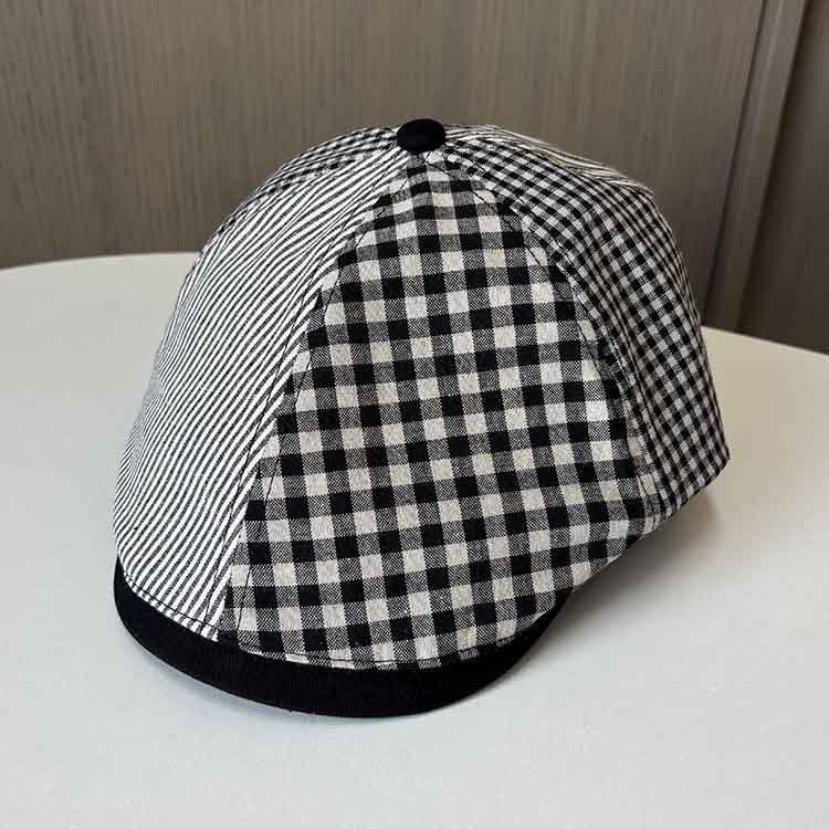 Spring and autumn men's and women's versatile casual cap British style newsboy beret retro splicing plaid forward hat