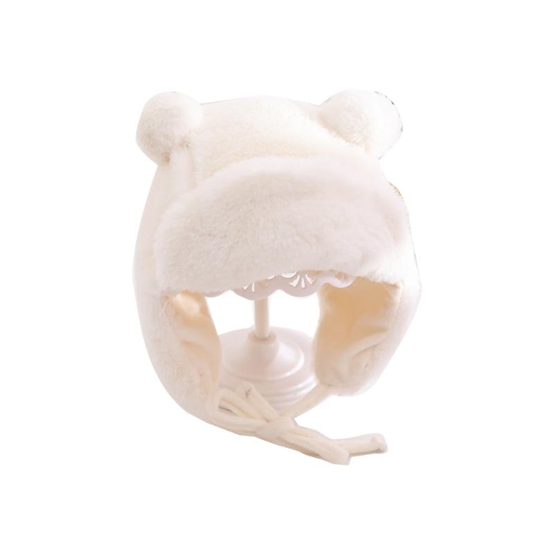Stylish Kids Bonnet Hat with Earflaps Warm Lined Cap Soft & Warm Bear Baby Hat Ear Protections Cap for Boys & Girls Gift