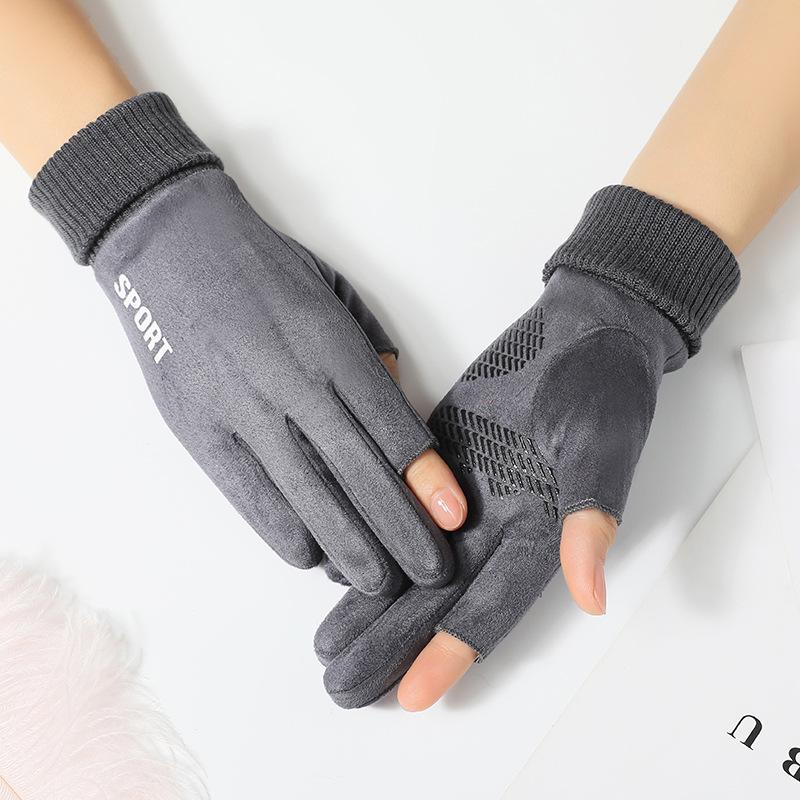 

Замшевые перчатки мужские и женские зимние бархатные теплые с сенсорным экраном для улицы, для бега, для вождения, для рыбалки average size