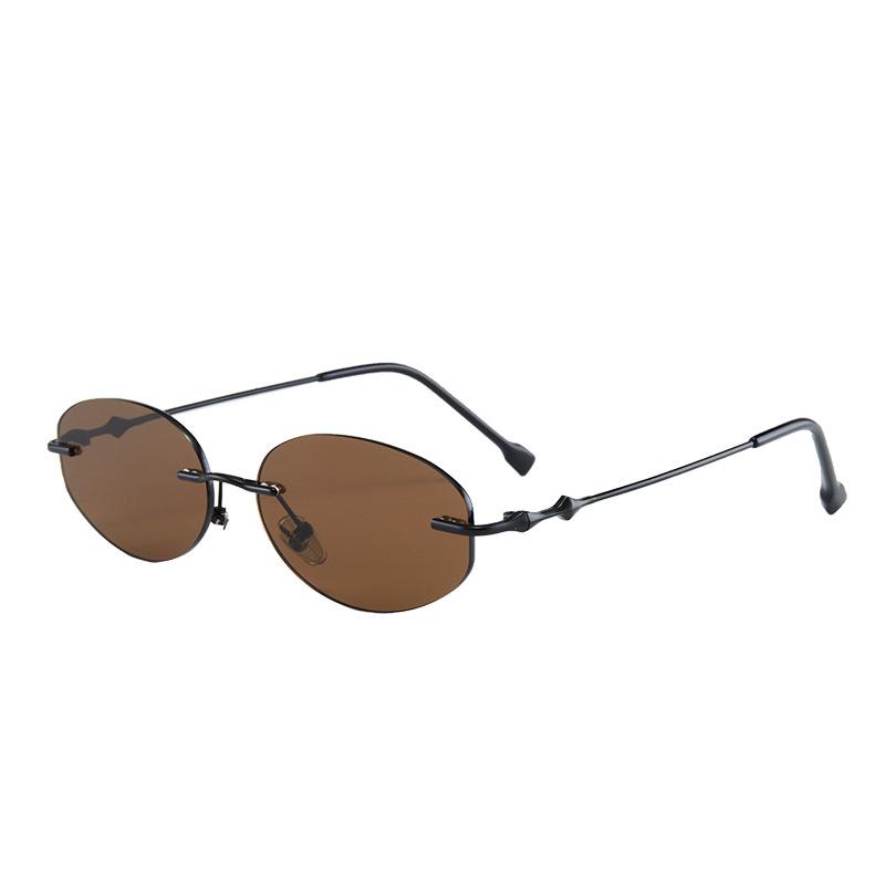 Women's INS Style Frameless Oval Sunglasses Ultra-Lightweight Comfort Ladies Stylish Eyewear Shades UV400 Outdoor Travel Eyewear