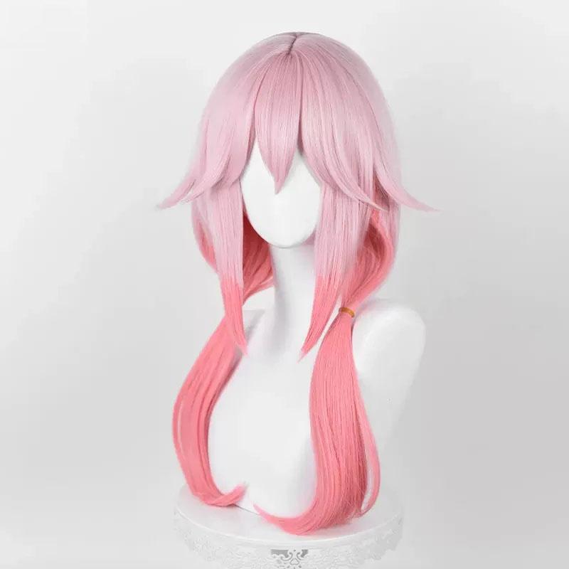 Yuzuriha Inori Cosplay Wig Anime Long Pink Gradient Women Wig Heat Resistant Synthetic Hair Halloween Party Wigs + Wig Cap