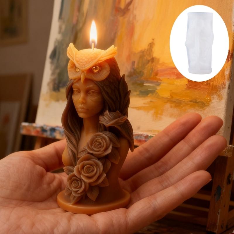 Sturdy Silicone Candle Mould Featuring Owl Girl Designs for Festival Home Decoration and Craft Projects