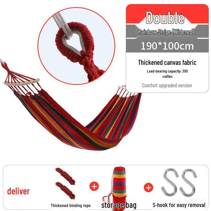 Thickened Anti-Rollover Hammock Swing Chair for Outdoor/Indoor Use - Single/Double, Child/Adult