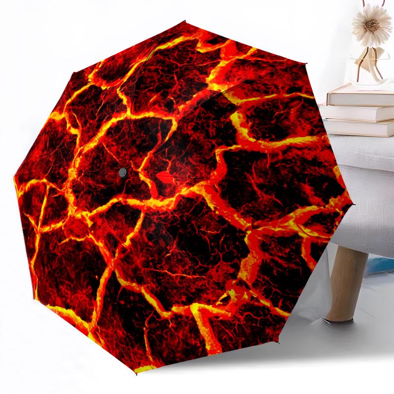 Molten Lava Fissure Hole Outdoor Automatic Umbrella Compact 8-Rib Lightweight Durable Everyday Carry Umbrella Outdoor Accessory Stylish Gift Women