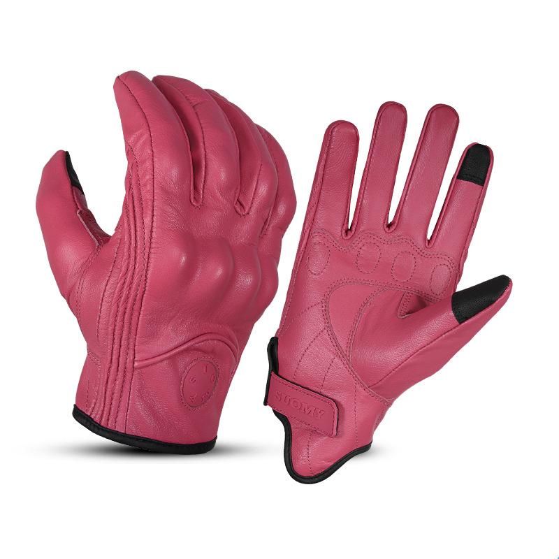 Summer Motorcycle Riding Leather Anti-Drop Breathable Gloves Touch Screen Sheepskin Vintage Biker Gear