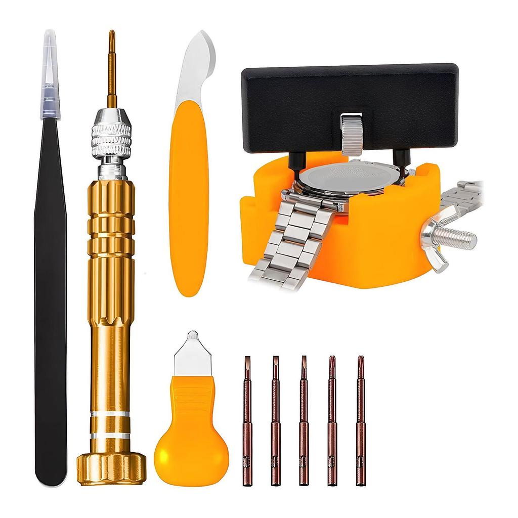 11-Piece Watch Repair Kit: Watch Press, Battery Replacement, and Link Replacement Tools