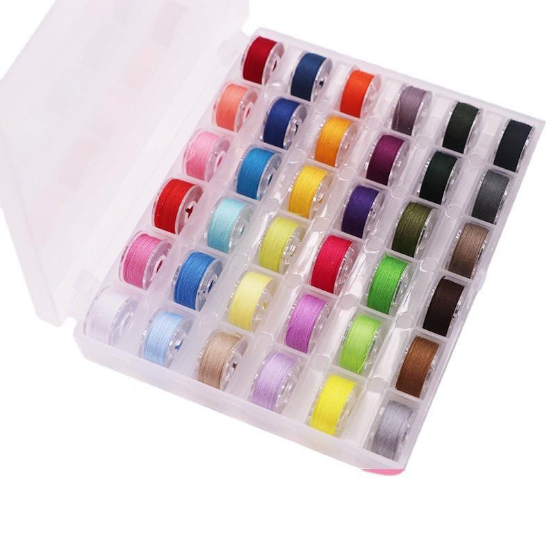 36 Colors Set Bobbin Thread Polyester Thread Spools Sewing Machine Bobbins with Storage Box for Embroidery Sewing Accessories
