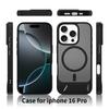 Built-In Invisible Kickstand for Magsafe Mag Safe Iphone 16E 16 E 15 Pro Max 14 Plus 13 12 14Pro 16Pro 15Pro Shockproof Black Phone Cover Accessories