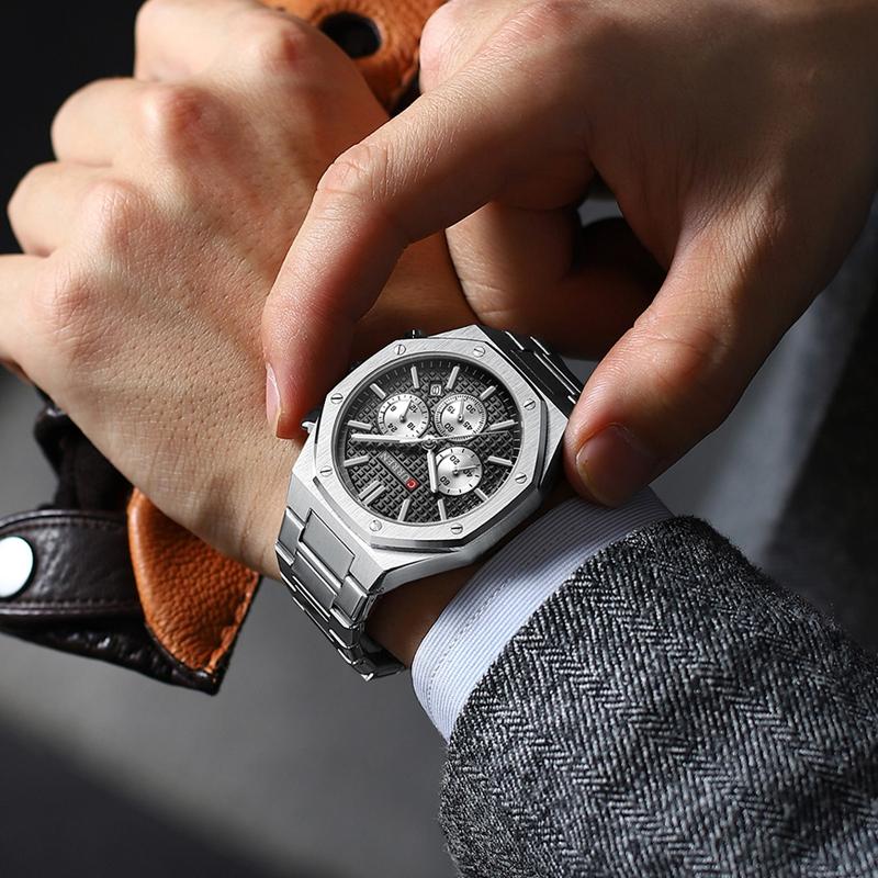 Top Brand Luxury Stainless Steel Waterproof Sport WristWatch Men Chronograph Watch Military Army Male Clock
