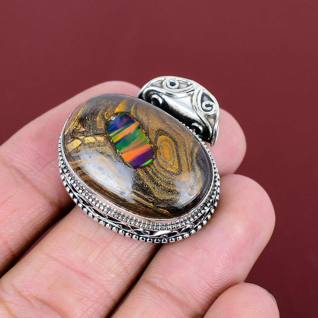 Ethopian Opal In Boulder Opal Pendant Gemstone Pendant 925 Sterling Silver Pendant Handmade Pendant Gifts for Wife Wonderful Vintage Jewelry