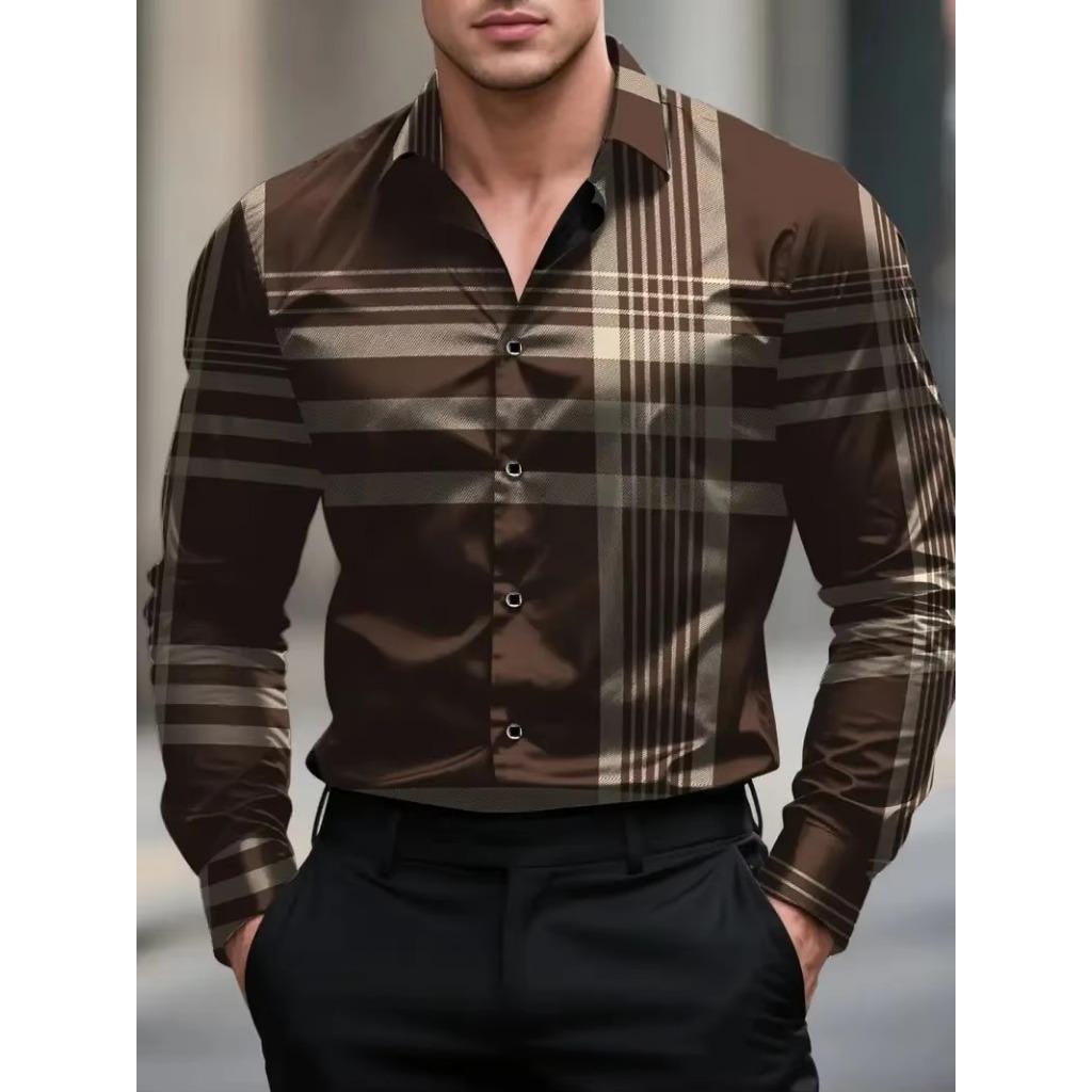 Men Clothes Fashion Long Sleeve 3D Digital Print Shirt