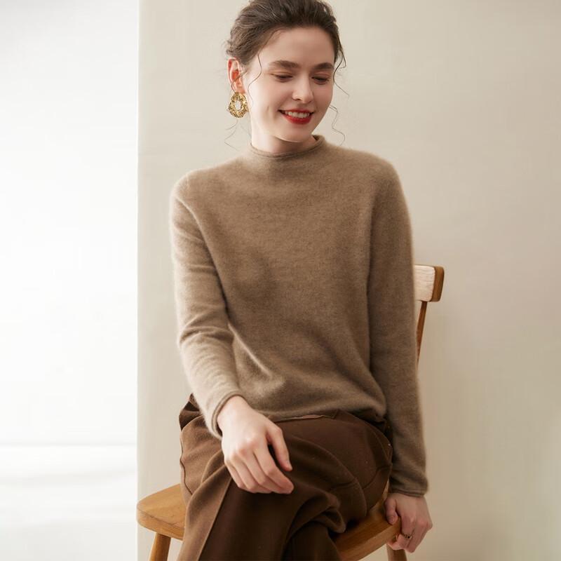 Fanzhen Women's 100% Cashmere Half-High Neck Sweater