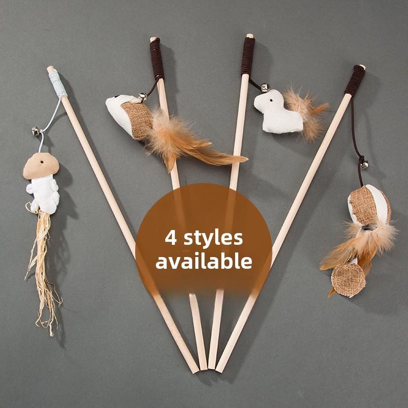 Cat Toy Cat Teaser Stick Cat Kitten Fish Toy Wooden Handmade Cat Teaser Stick Mouse Cat Toy Cat Cat Supplies