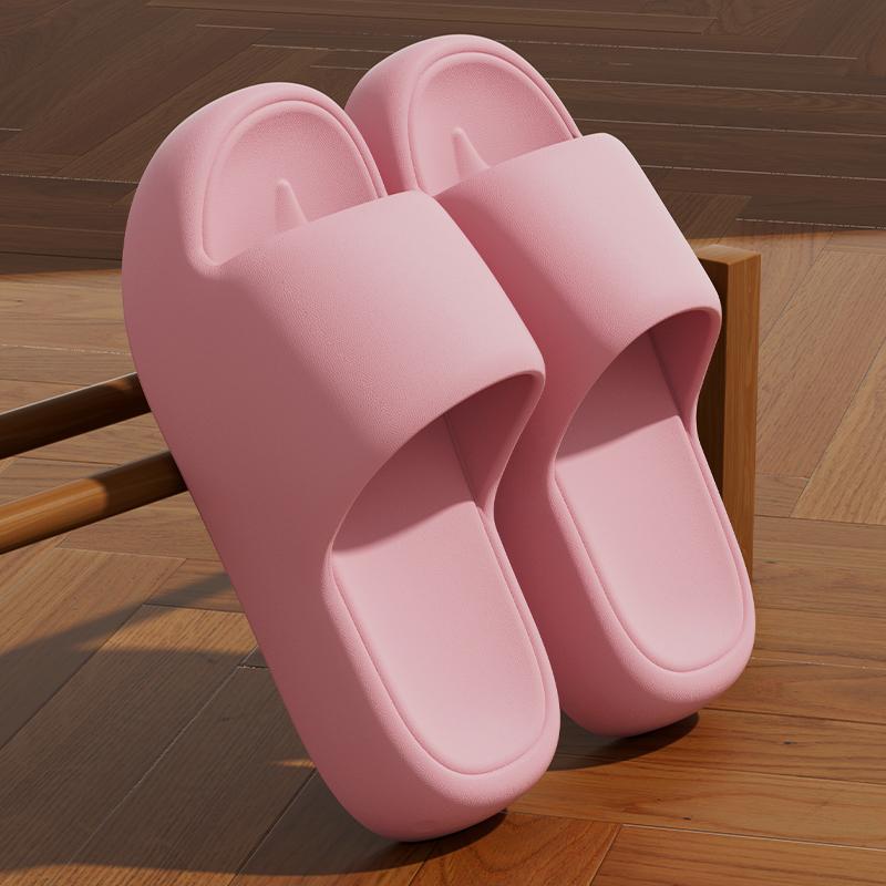 Unisex rutschfeste Badezimmer Hausschuhe Weiche Sohle EVA Kissen Slides Sommer Flache Strandsandalen Damen Dicke Plateau Wolkenpantoffeln