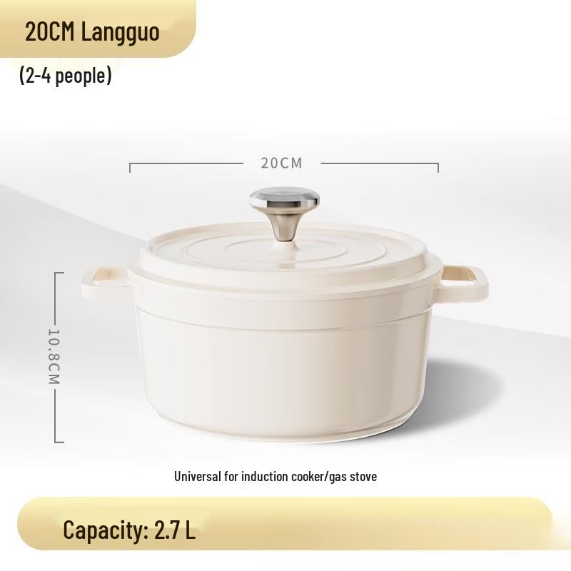 Zhishi Ceramic Enamel Stew Pot with Metal Lid
