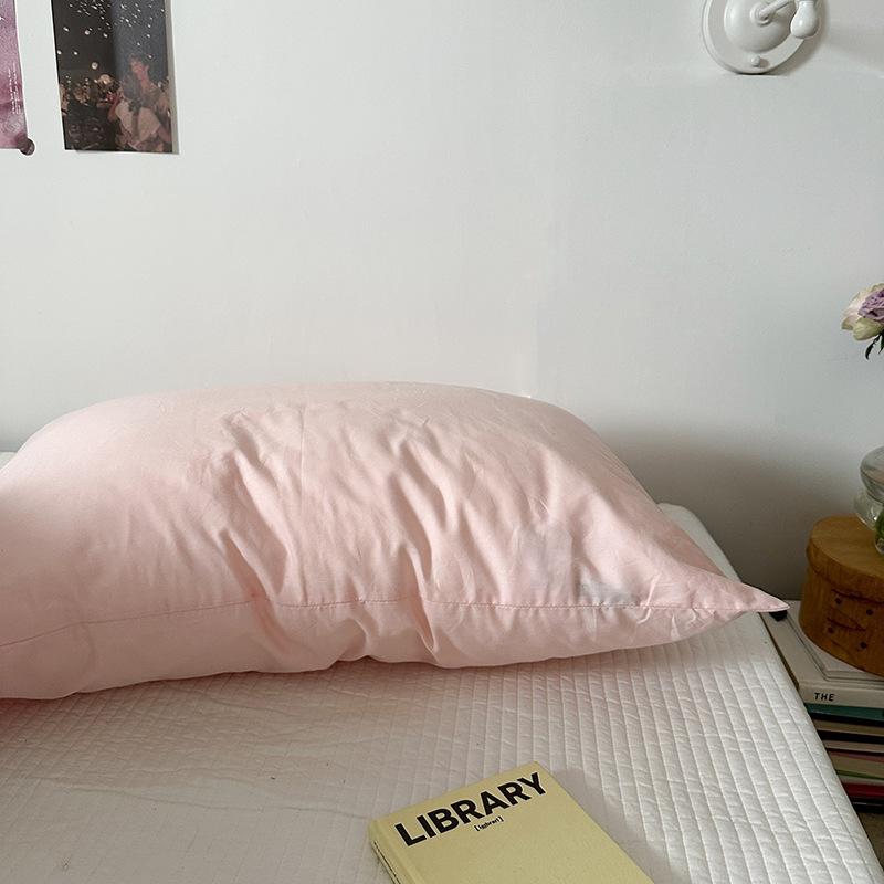 Solid Color Striped Pure Cotton Pillowcase (Single Piece)