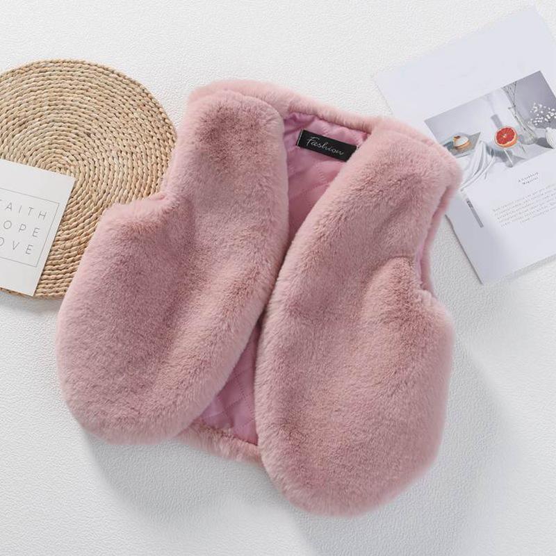 Podzim Zima Vesta z umělé kožešiny Dívky Batole Dívky Bunda bez rukávů Děti Dívčí svrchní oděv