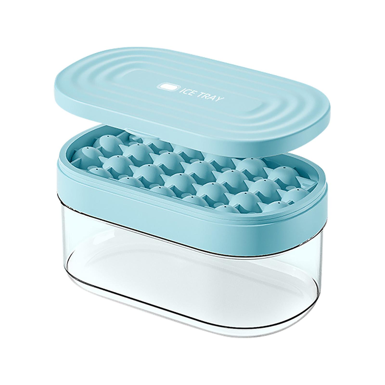 

Форма для изготовления льда, лоток для льда с крышкой. Силиконовый лоток для льда с коробкой для хранения. Штабелируемая легкосъемная машина для изготовления ледяных шариков для коктейля, виски, кофе.